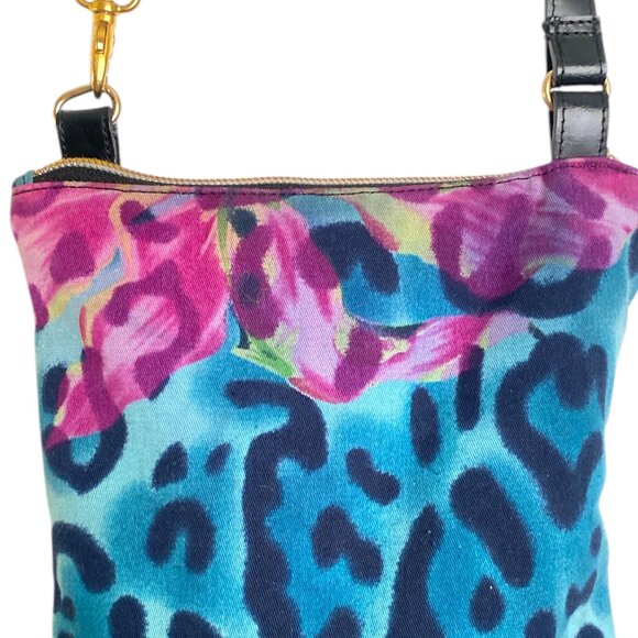 Versace Jeans Couture Leopard Purse Shoulder Bag Blue Pink VJC Handbag - Picture 8 of 10